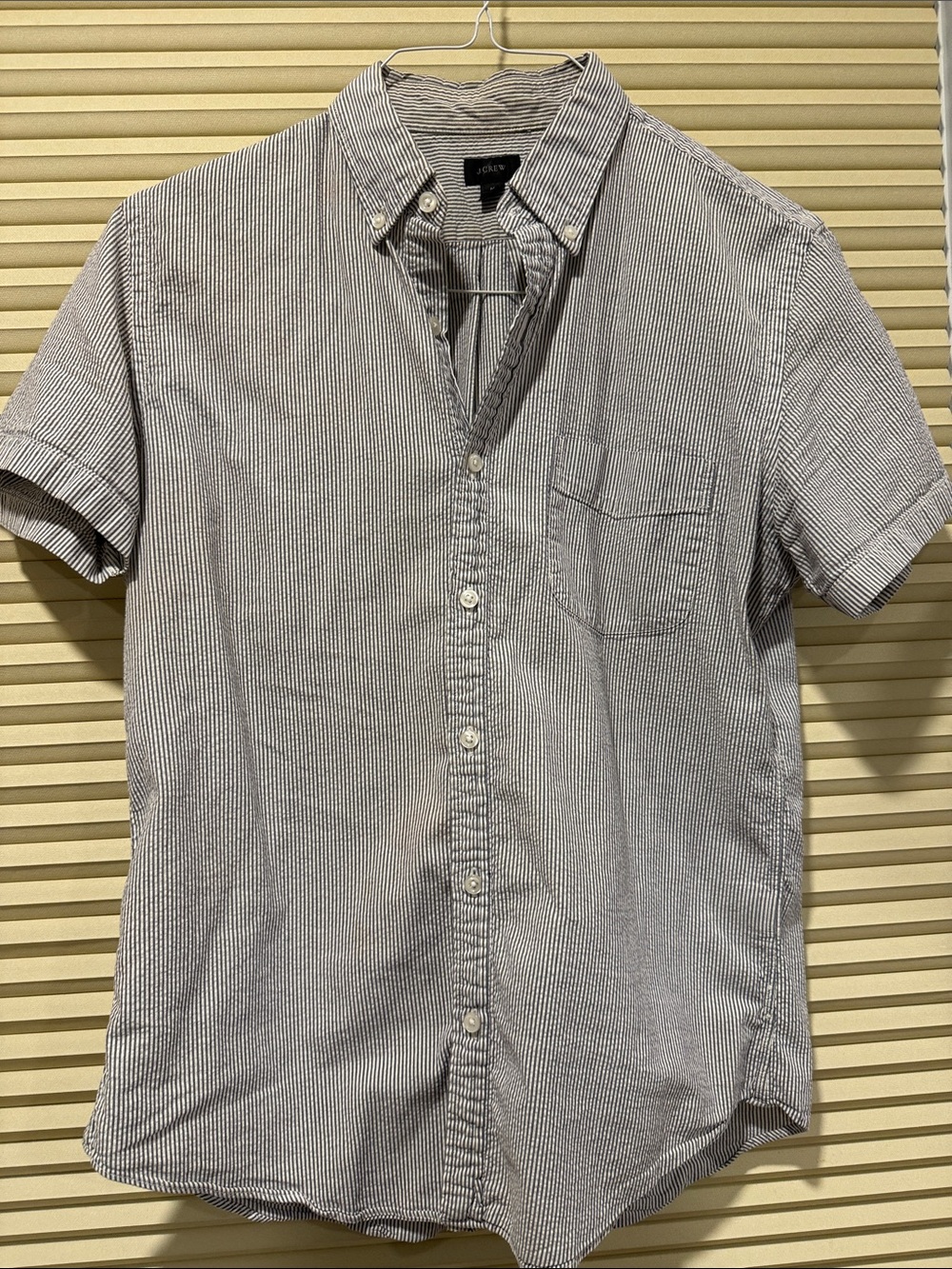 J. Crew Blue and White Striped Short-Sleeve Button-Down Shirt